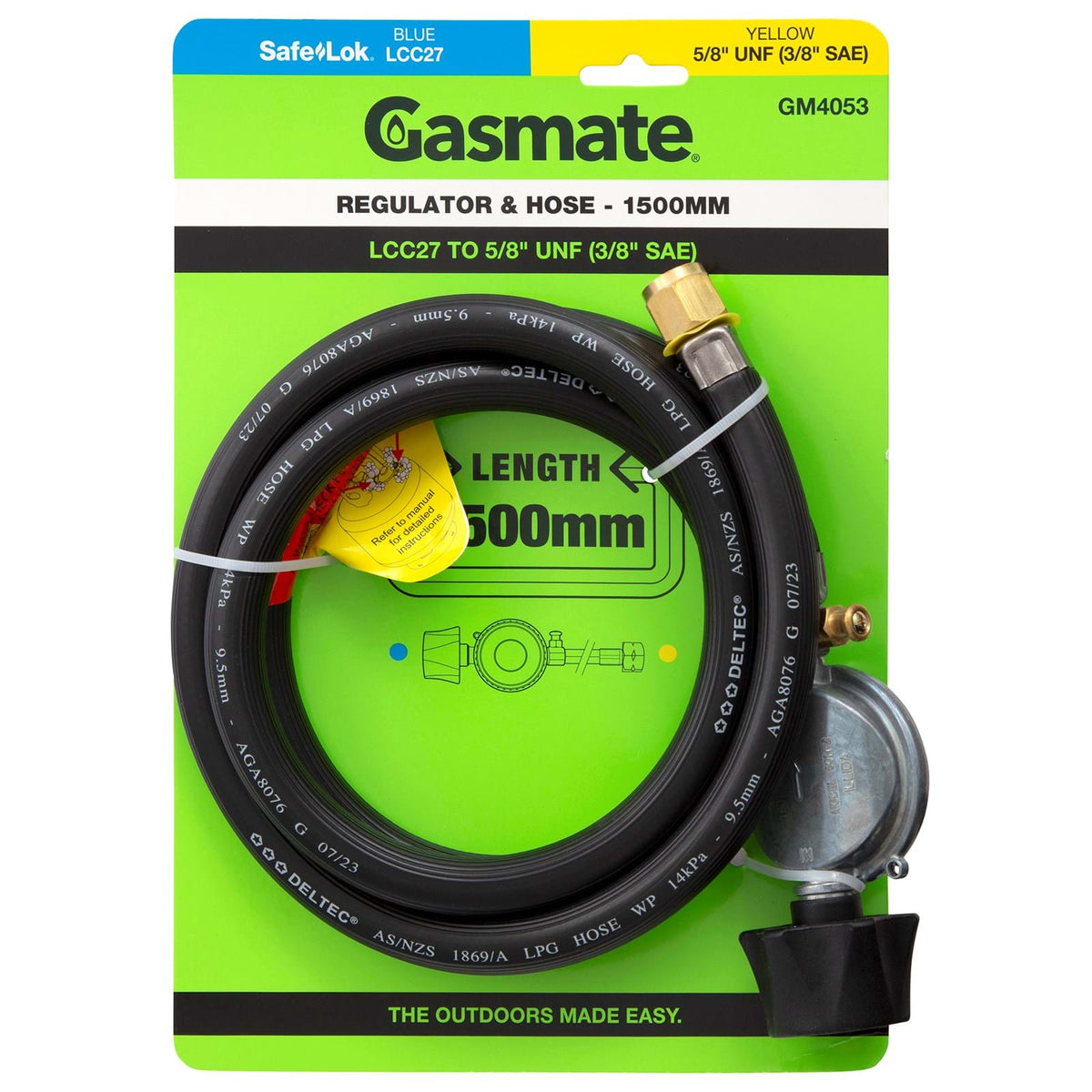 PVC HOSE & REG LCC27 3/8 1500mm