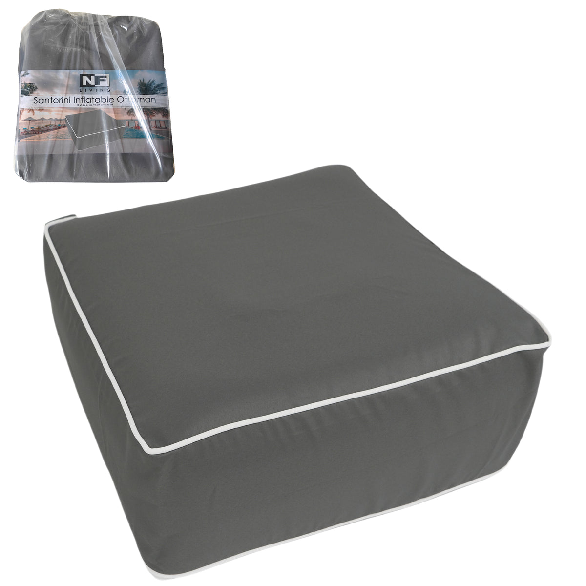 OUTDOOR INFLATABLE OTTOMAN 60x60x23cm - GREY