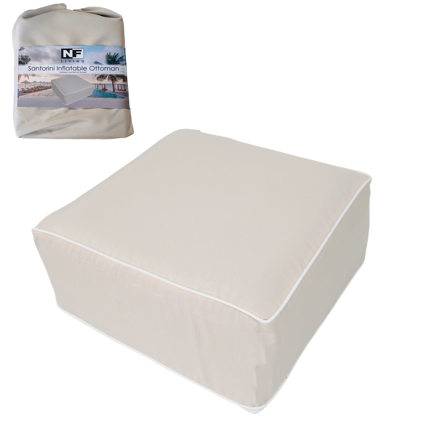 OUTDOOR INFLATABLE OTTOMAN 60x60x23cm - TAUPE