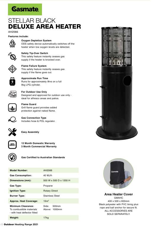 GASMATE STELLAR BLACK AREA HEATER