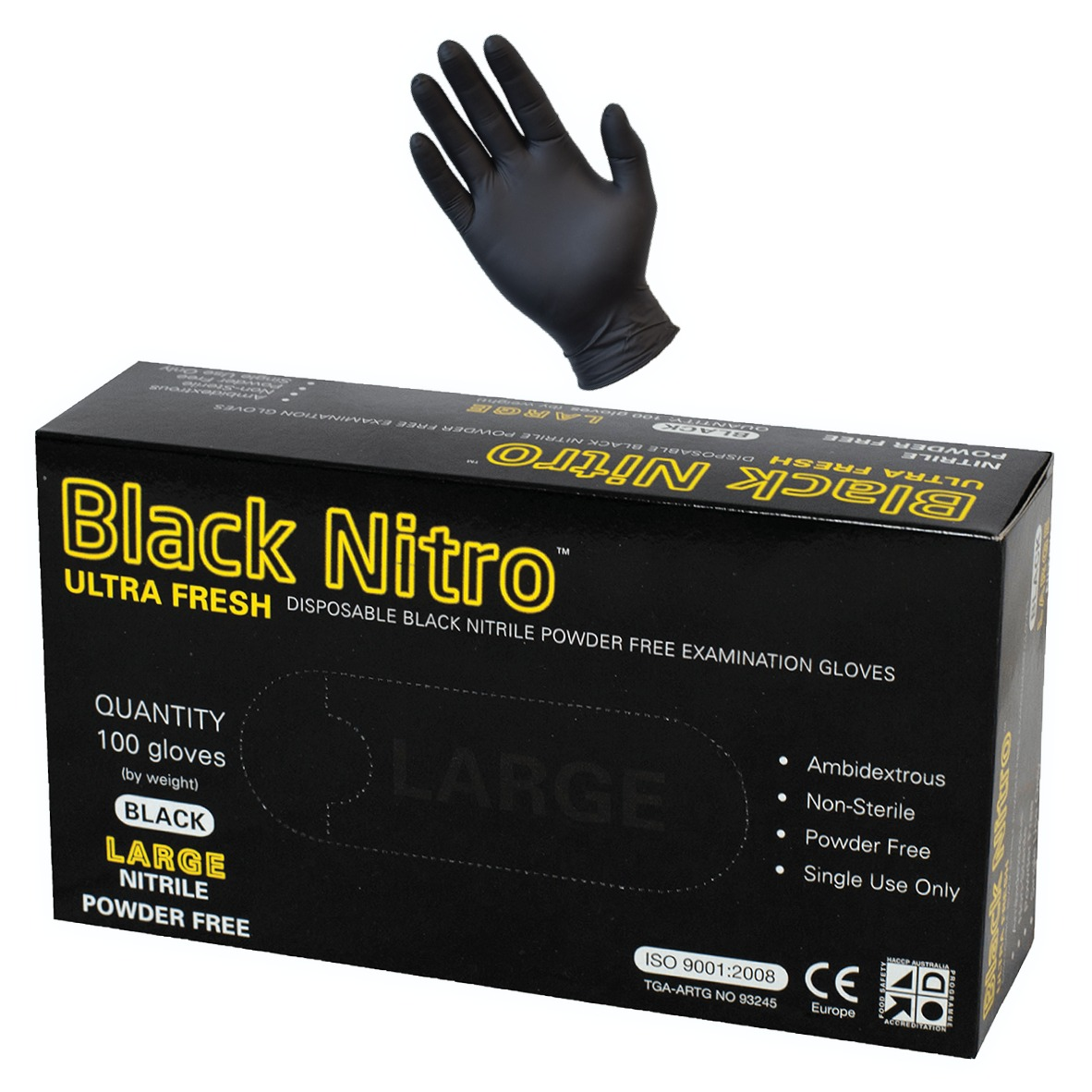Black Nitrile Nitro Gloves - Medium