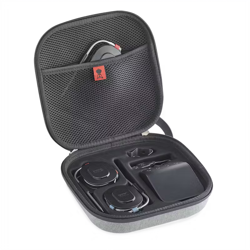 Weber Connect case with the Weber Connect Smart Barbecue Hub and accessories inside
