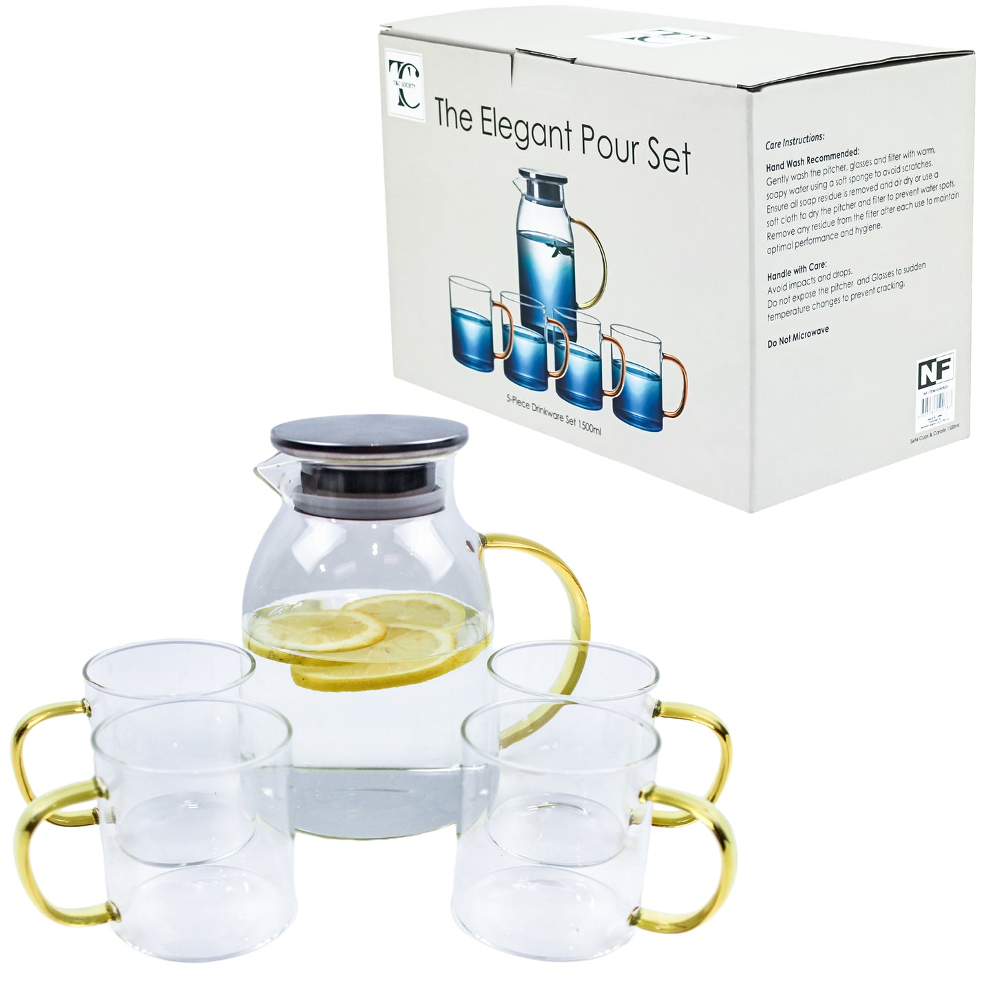 The Elegant Pour Set - 5-piece drinkware set