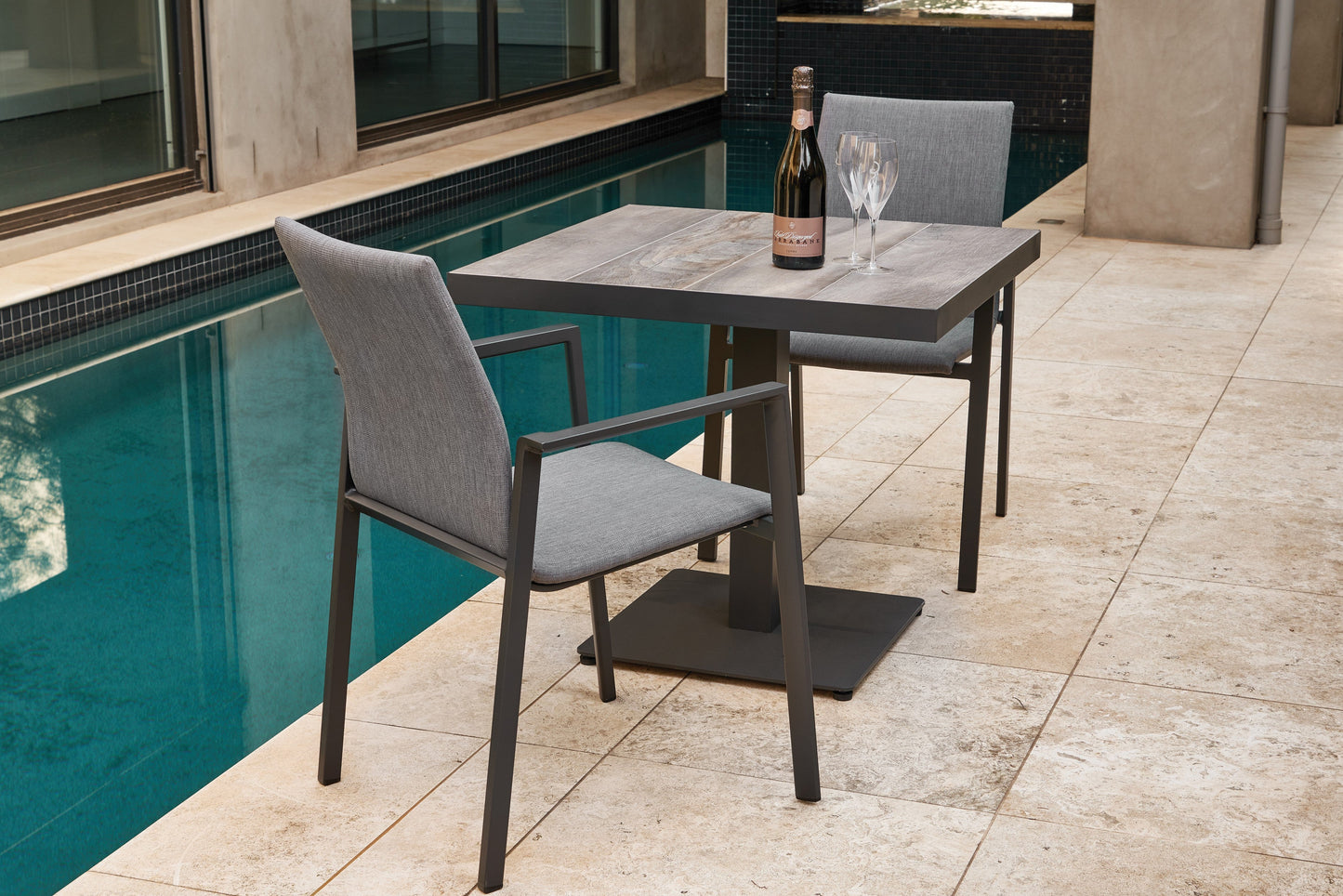 MEMPHIS CERAMIC DINING TABLE 80cm - CHARCOAL