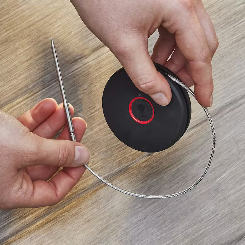 Hand holding the Weber Smart Probe and Grate Sensor