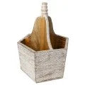WOOD CUTLERY CADDY WHITE