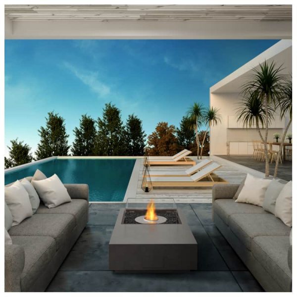 A Modern Beach House, private swimming pool ,panoramic sky and sea view , 3d rendering