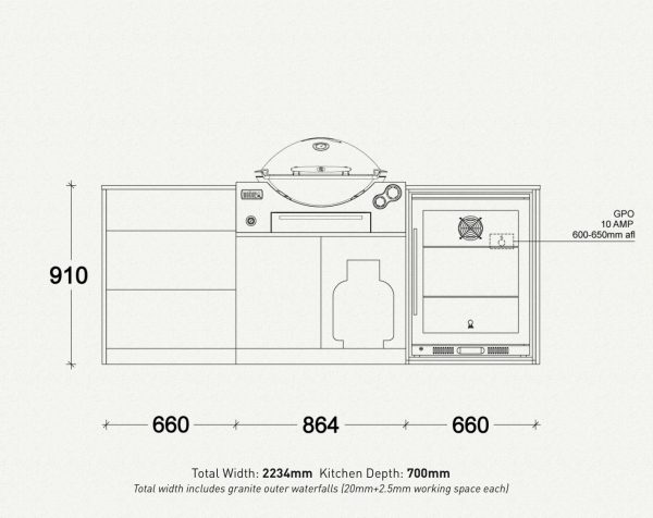 barossa weber outdoor kitchen dimensions