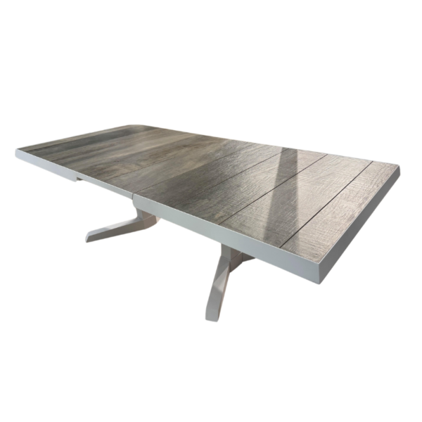 Torquay Pop Up Extension Table White Legs Shortened Surface Extended