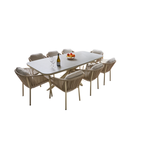 TUSCANY 9PCE DINING SET WARM WHITE